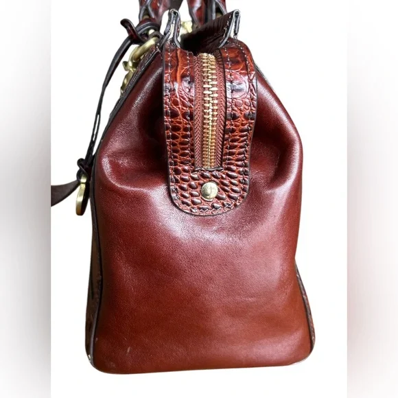 Brahmin Cognac Croc Leather Satchel Bag EUC - Picture 4 of 12